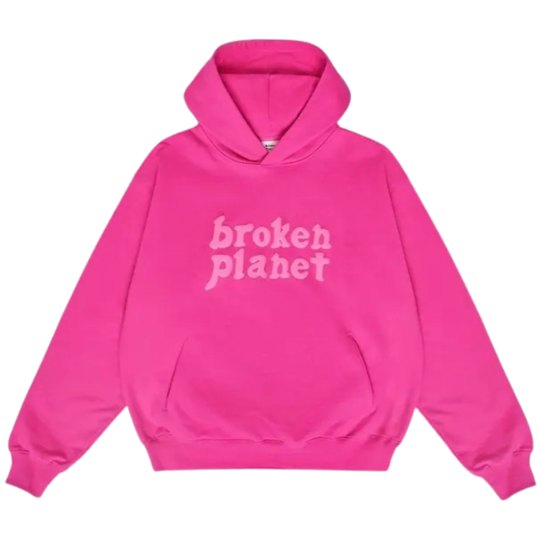 Broken Planet Market Monochrome Hoodie Fuchsia Pink
